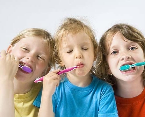 Childrens tooth care - brushing teeth