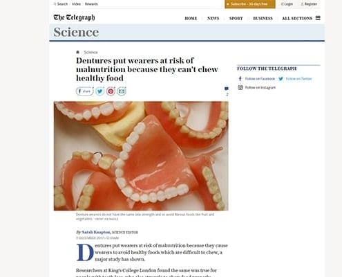 Daily Telegraph reports of poor dentures causing ill health